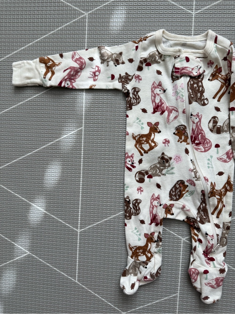 Members Mark|Baby girl long sleeve footies in Woodland Forest Animal Print•••NB